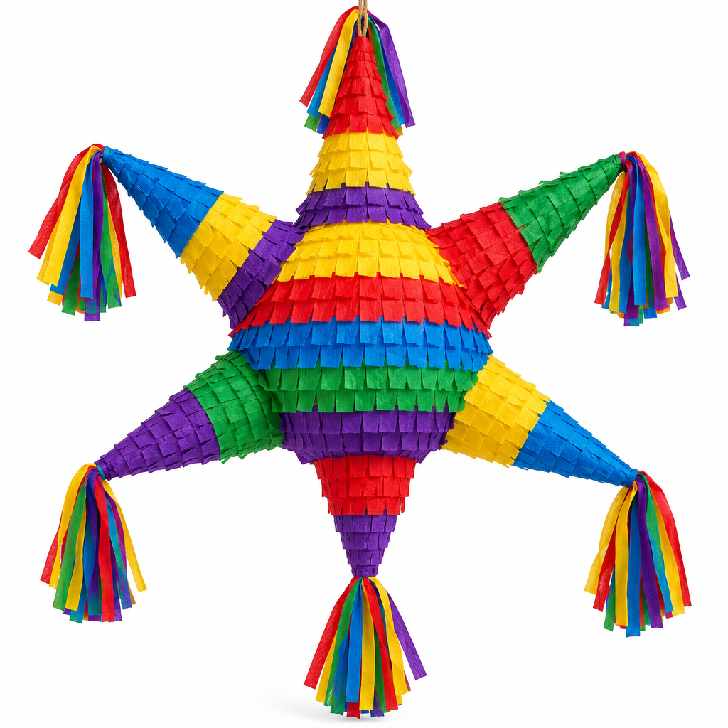 Piñata de Estrella Clásica de 7 puntas en colores brillantes