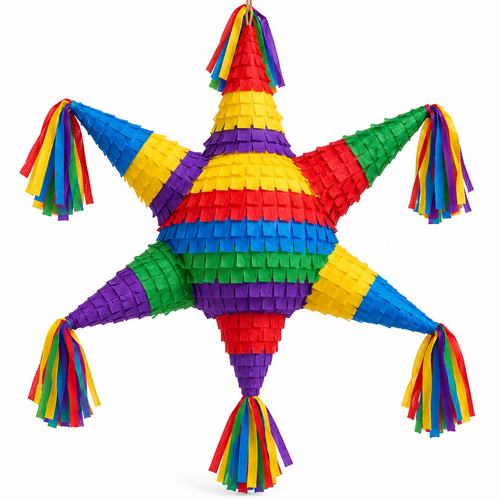 Piñata de Estrella Clásica de 7 puntas en colores brillantes